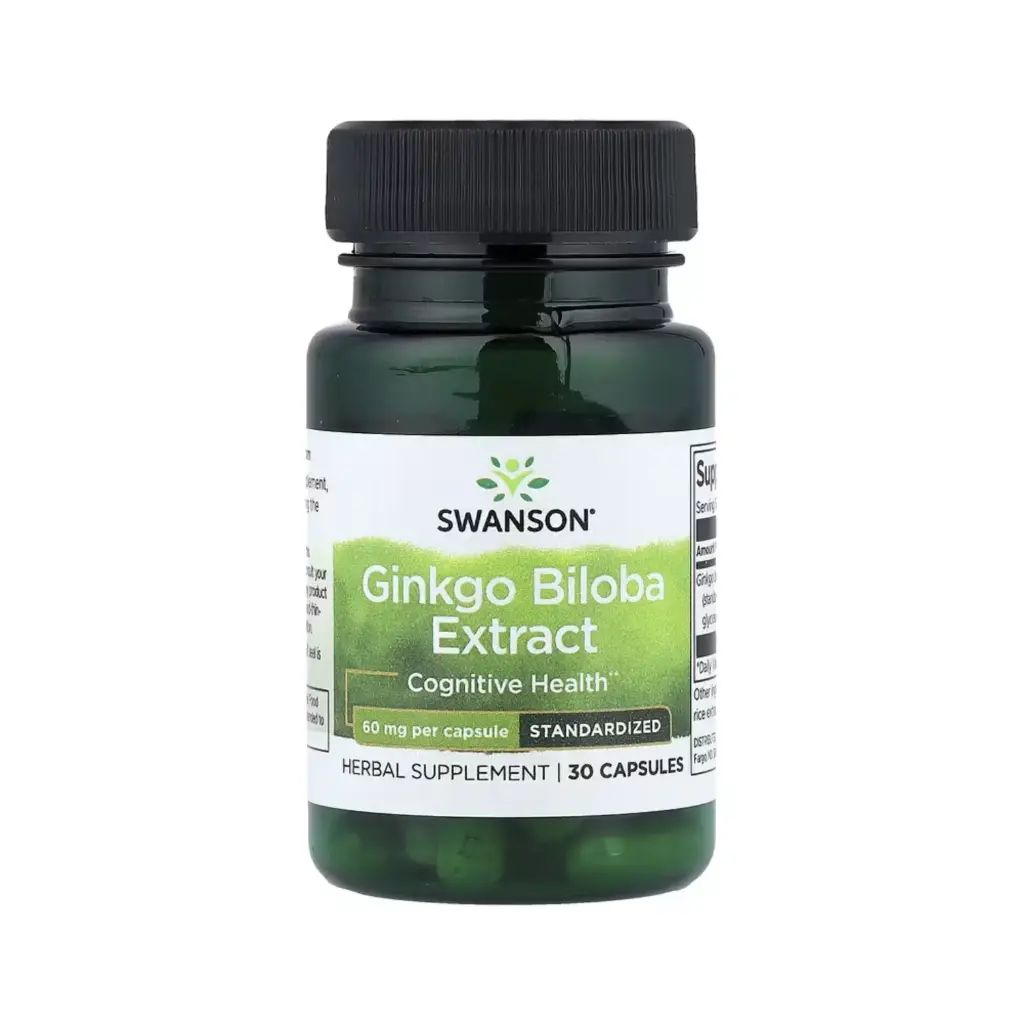 Swanson Extracto De Ginkgo Biloba, Estandarizado, Salud Cognitiva 60 Mg, 30 Cápsulas