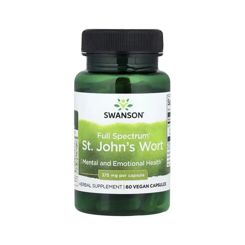 Swanson Hierba De San Juan Full Spectrum, Salud Mental Y Emocional 375 Mg, 60 Cápsulas Veganas