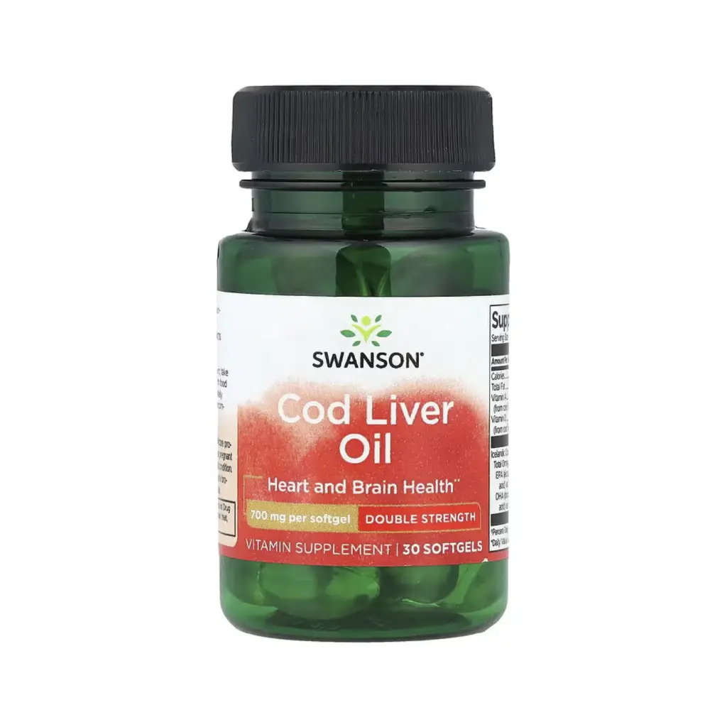 Swanson Aceite De Hígado De Bacalao, Salud Del Corazón Y El Cerebro 30 Cápsulas Blandas 