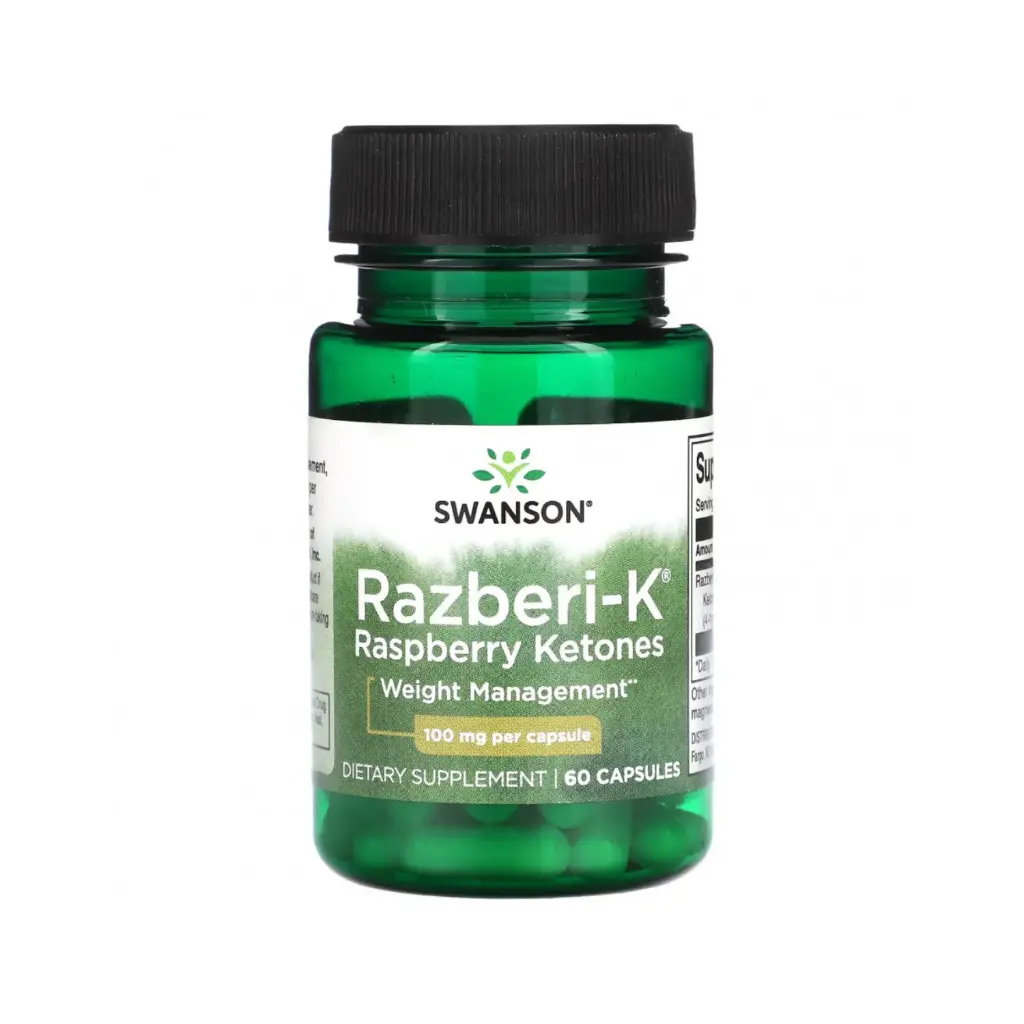 Swanson, Razberi-k, Cetonas De Frambuesa, Control De Peso, 100 Mg, 60 Cápsulas