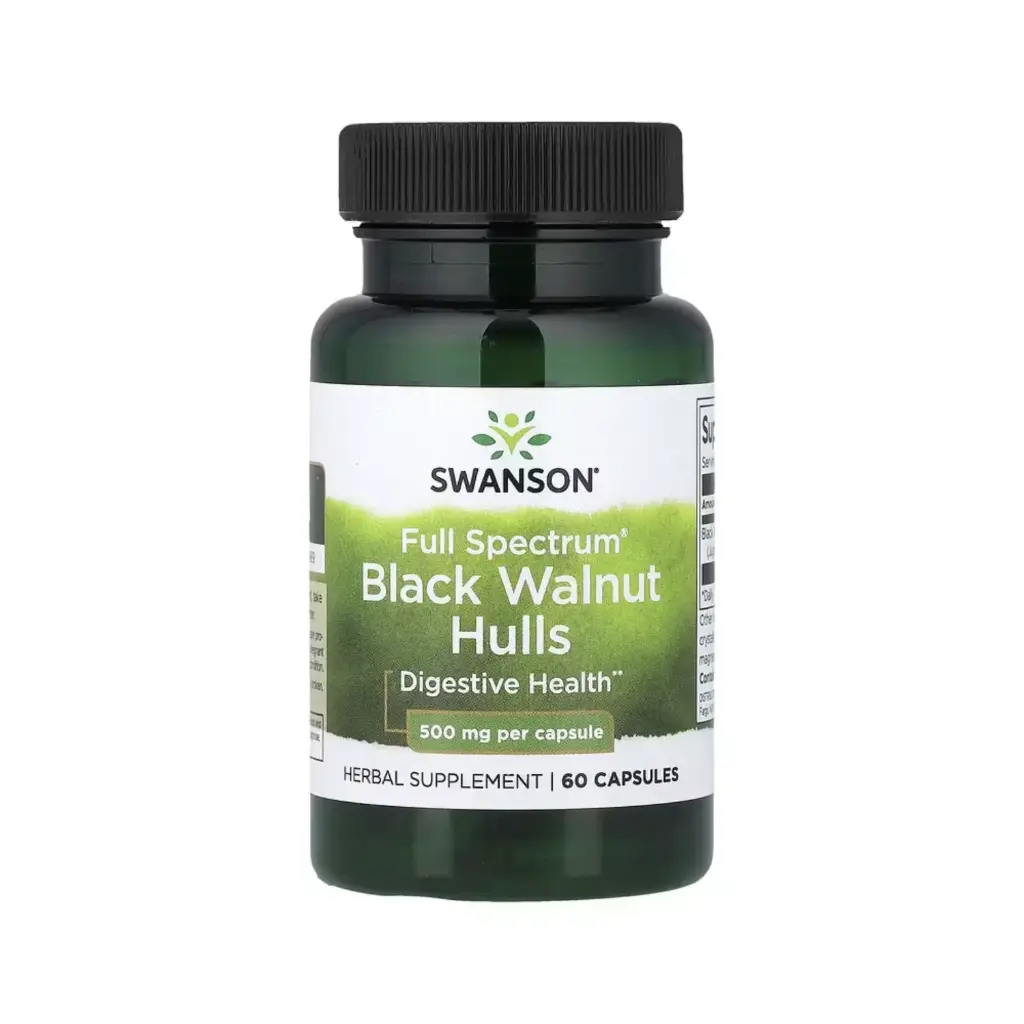 Swanson Cáscaras De Nuez Negra Full Spectrum, Salud Digestiva 500 Mg, 60 Cápsulas