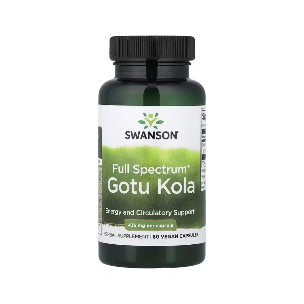 Swanson Full Spectrum, Energía Y Refuerzo Para El Sistema Circulatorio Gotu Kola 435 Mg, 60 Cápsulas Veganas