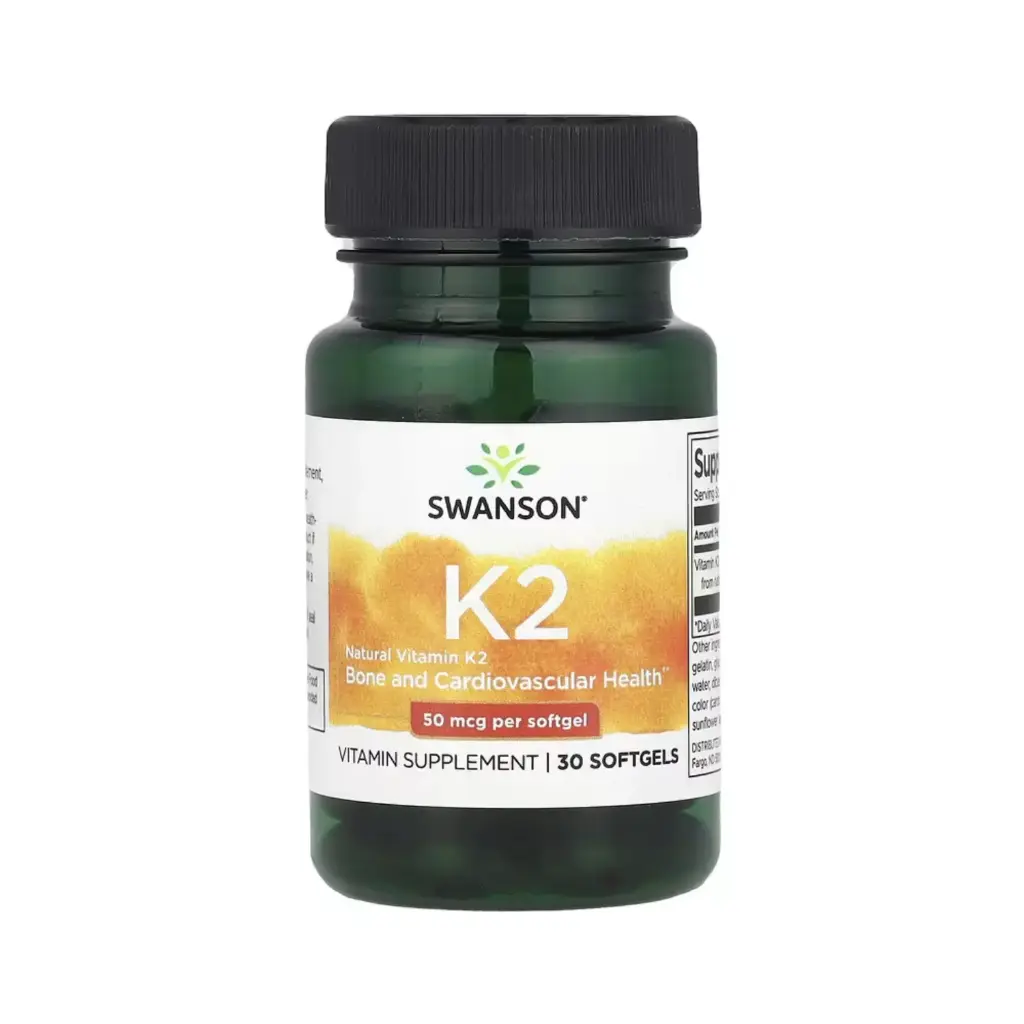 Swanson Vitamina K2 Natural, Salud Ósea Y Cardiovascular, 50 Mcg, 30 Cápsulas Blandas 