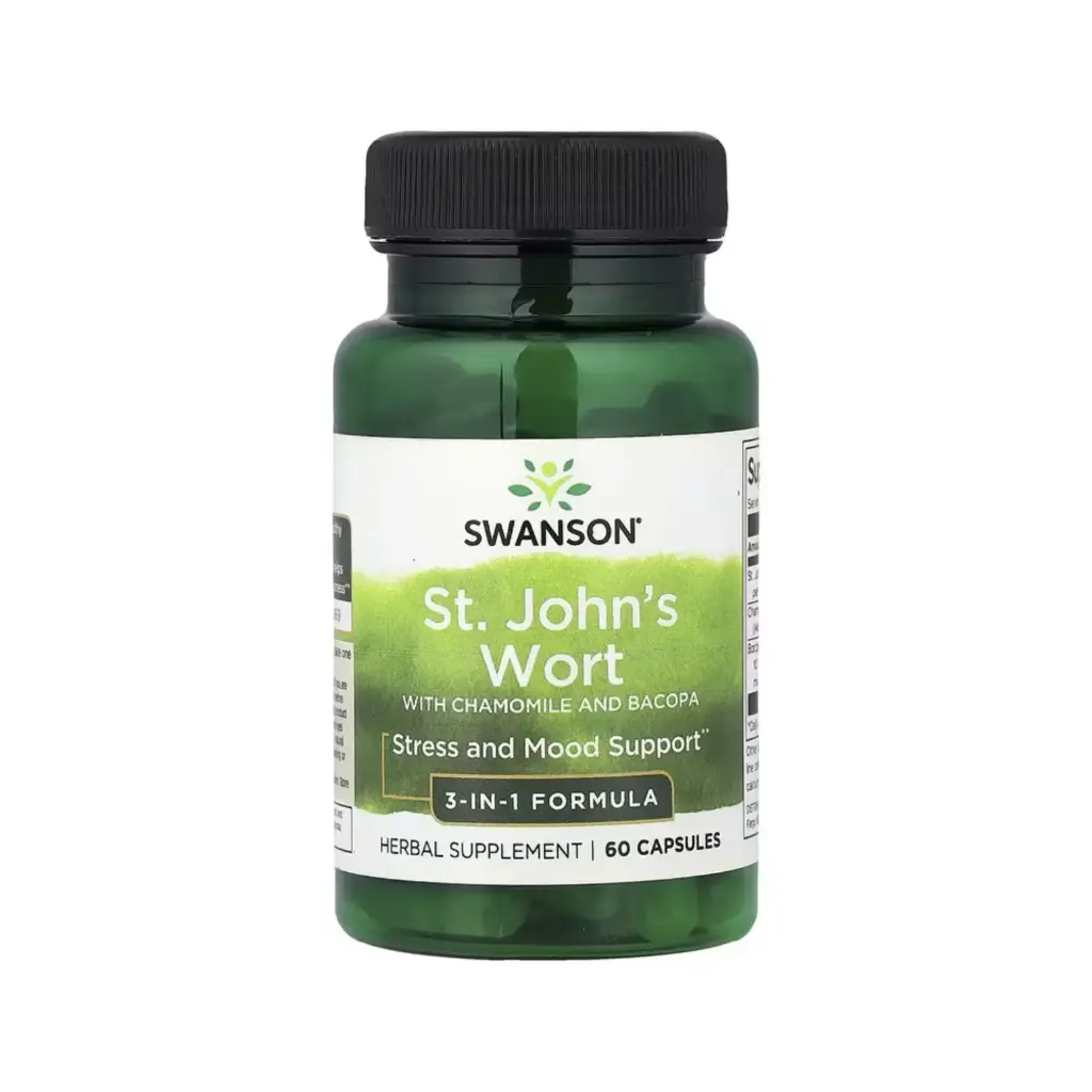 [087614117065] Swanson Hierba De San Juan Con Manzanilla Y Bacopa, Mejora El Estado De Ánimo Y Reduce El Estrés 60 Cápsulas 