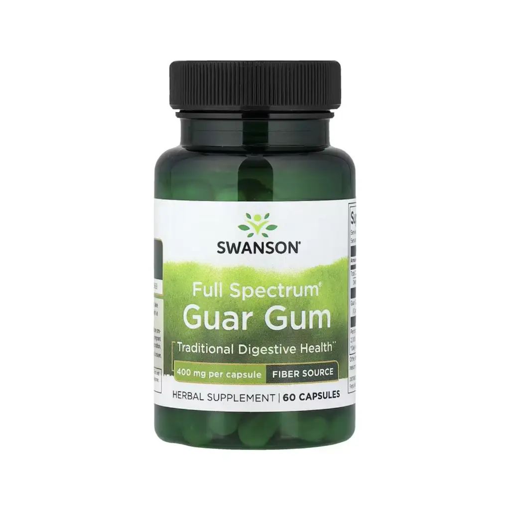 Swanson Goma Guar Full Spectrum, Salud Digestiva Tradicional 400 Mg, 60 Cápsulas 