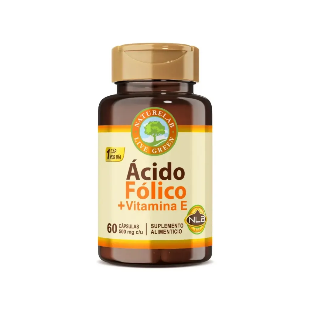 [7503018047676] Naturelab Ácido Fólico + Vitamina E Con 60 Capsulas de 500mg