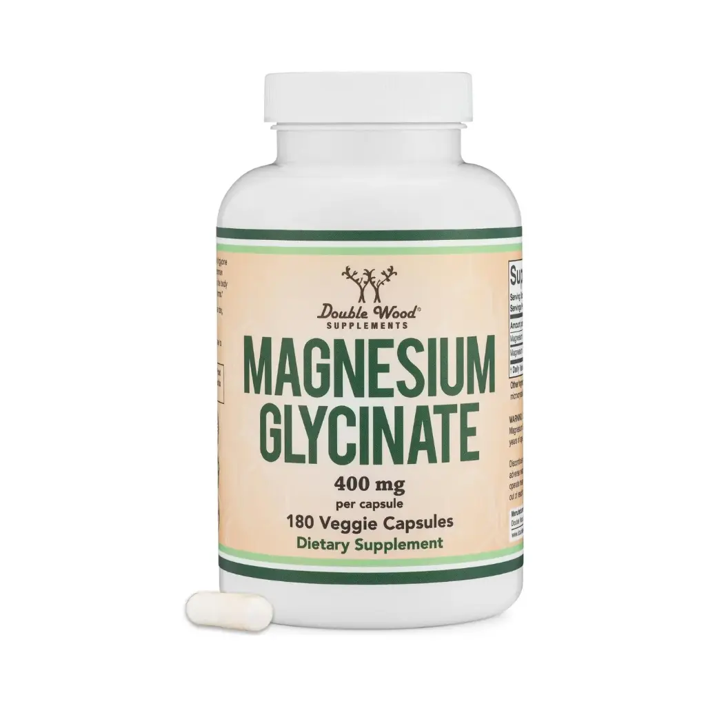 [850033272215] DOUBLE WOOD Magnesium Glycinate - 180 x 400 mg capsules