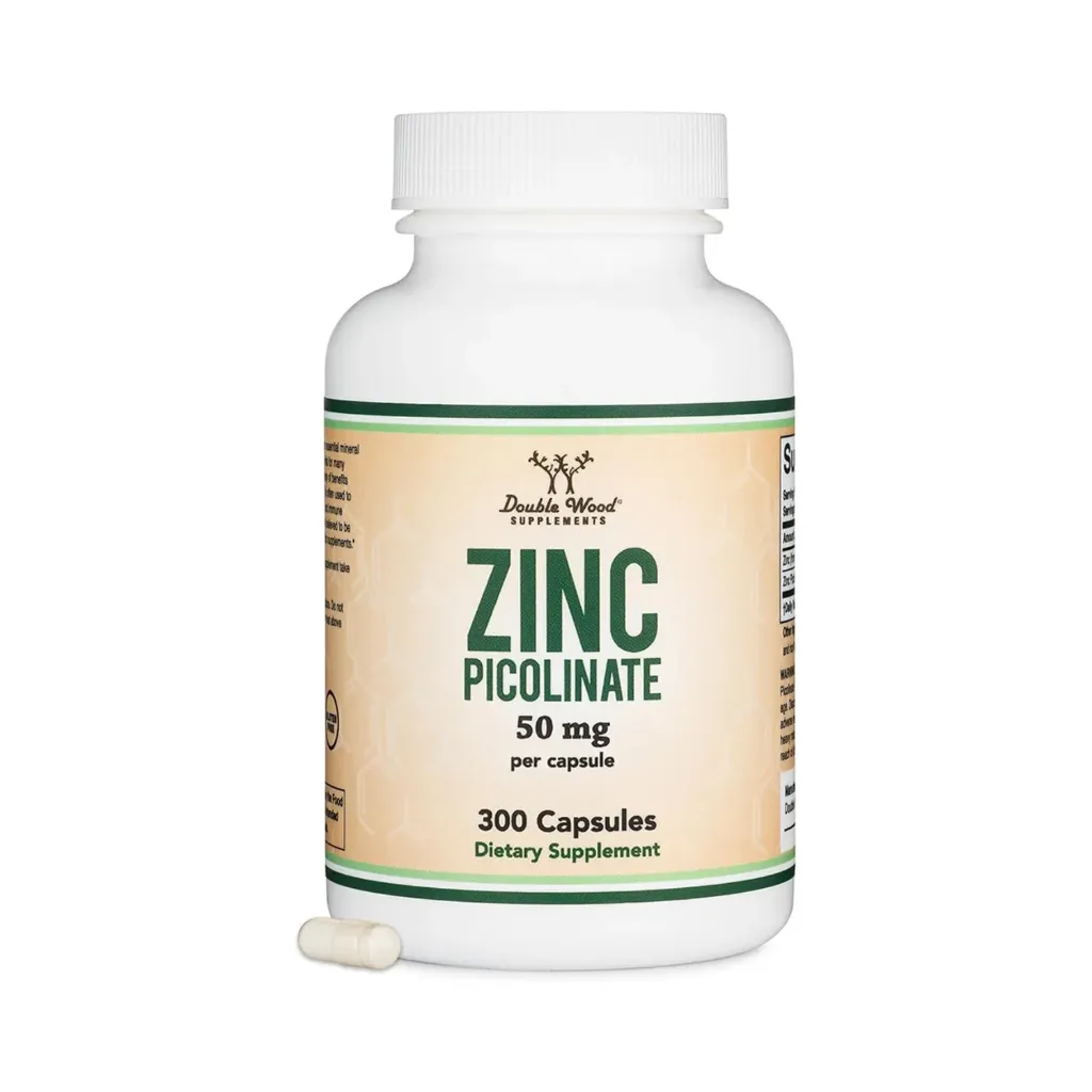 Double Wood Supplements Picolinato de zinc apoyo inmunológico 50 mg 300 cápsulas