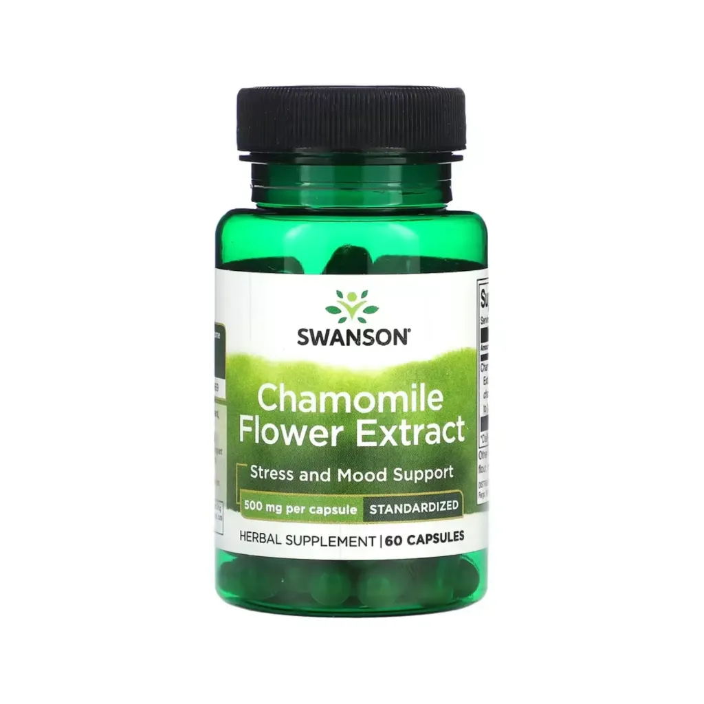 Swanson Extracto De Flor De Manzanilla, Estandarizado, Ayuda A Reducir El Estrés Y La Ansiedad 500 Mg, 60 Cápsulas