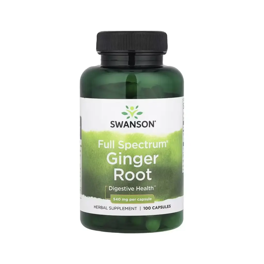 [087614015354] Swanson Raíz De Jengibre Full Spectrum, Salud Digestiva 540 Mg, 100 Cápsulas 