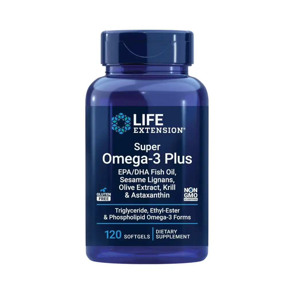 Life Extension Super Omega 3 Plus: Aceite de Pescado, Krill, Sésamo, Oliva y Astaxantina, 120 cápsulas