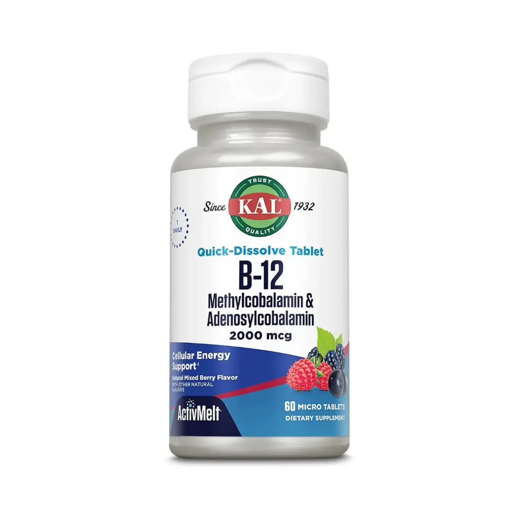 [021245981961] KAL, B-12 Methyl & Adenosylcobalamin, 60 Micro-tabletas, Energía Metabólica y Soporte Neurológico