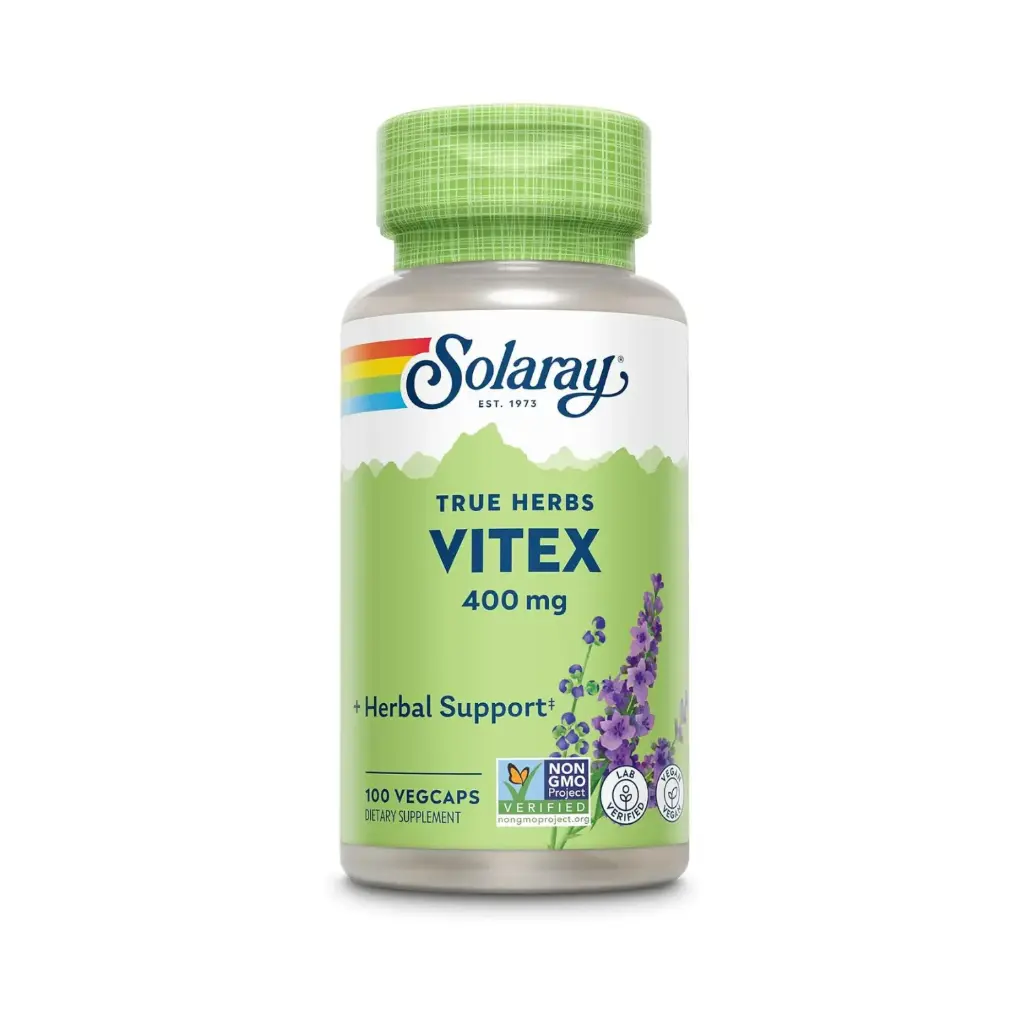 [076280016451] Solaray, Vitex Sauzgatillo 400mg, 100 Capsulas Vegetales, Equilibrio Hormonal Femenino