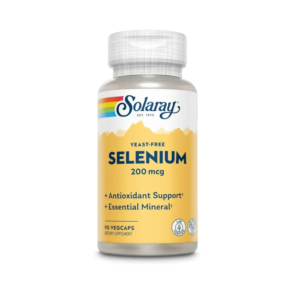 [076280046786] Solaray Selenio, 200 mcg, 90 Cápsulas Vegetales, Potente Antioxidante y Soporte Tiroideo