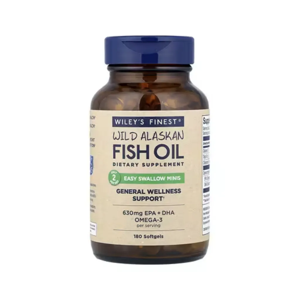 Wiley's Finest, Aceite de Pescado Salvaje de Alaska, Minis de Fácil Ingestión, 180 Cápsulas Blandas 630mg