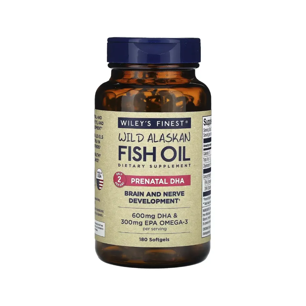 Wiley's Finest, Aceite de Pescado Salvaje de Alaska, DHA Prenatal Con 180 cápsulas blandas