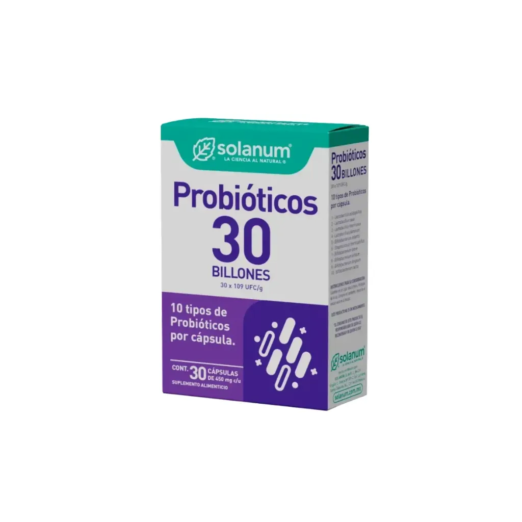 SOLANUM PROBIÓTICOS 30 BILLONES DE 30 CÁPSULAS 450MG C/U