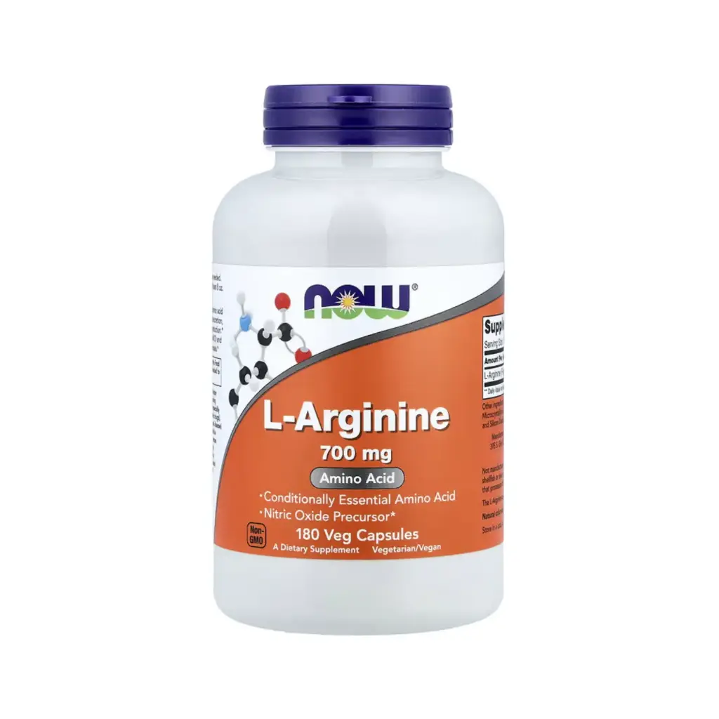 Now Foods L-Arginina 700 Mg, Precursor Del Óxido Nítrico​ 180 Cápsulas Vegetales