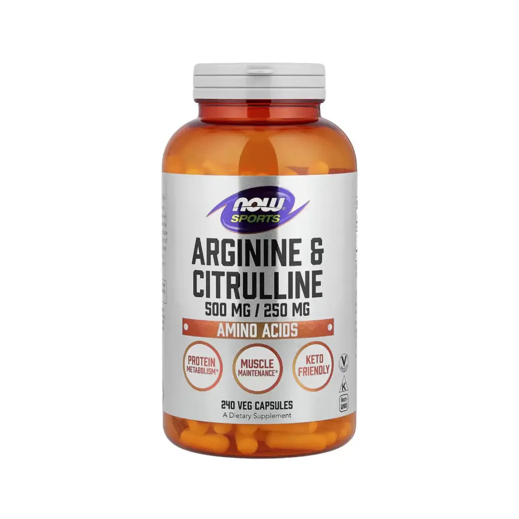 Now Foods Sports Arginina Y Citrulina, Mantenimiento Muscular Y Metabolismo De Las Proteínas 240 Cápsulas Vegetales