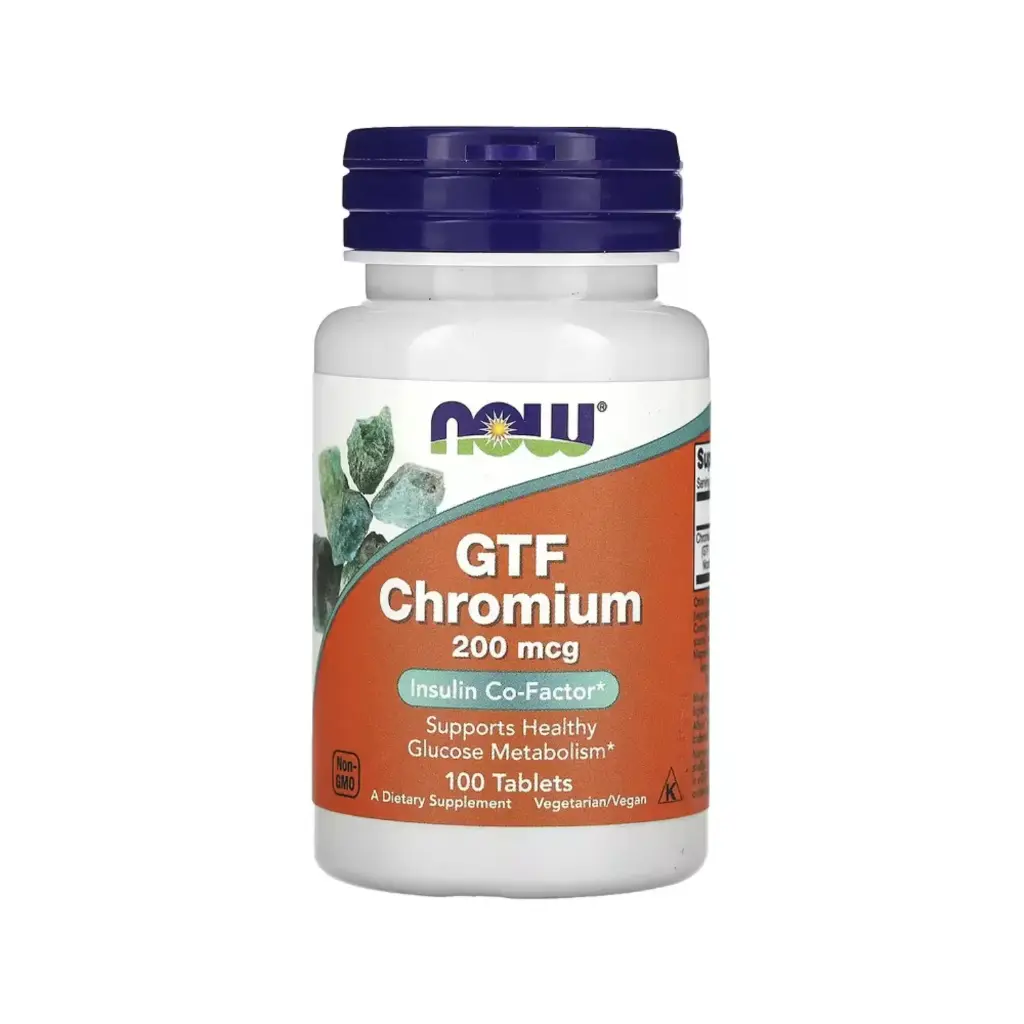 Now Foods Cromo Gtf 200 mcg, Cofactor De La Insulina Y Favorece Un Metabolismo Saludable De La Glucosa 100 Tabletas 