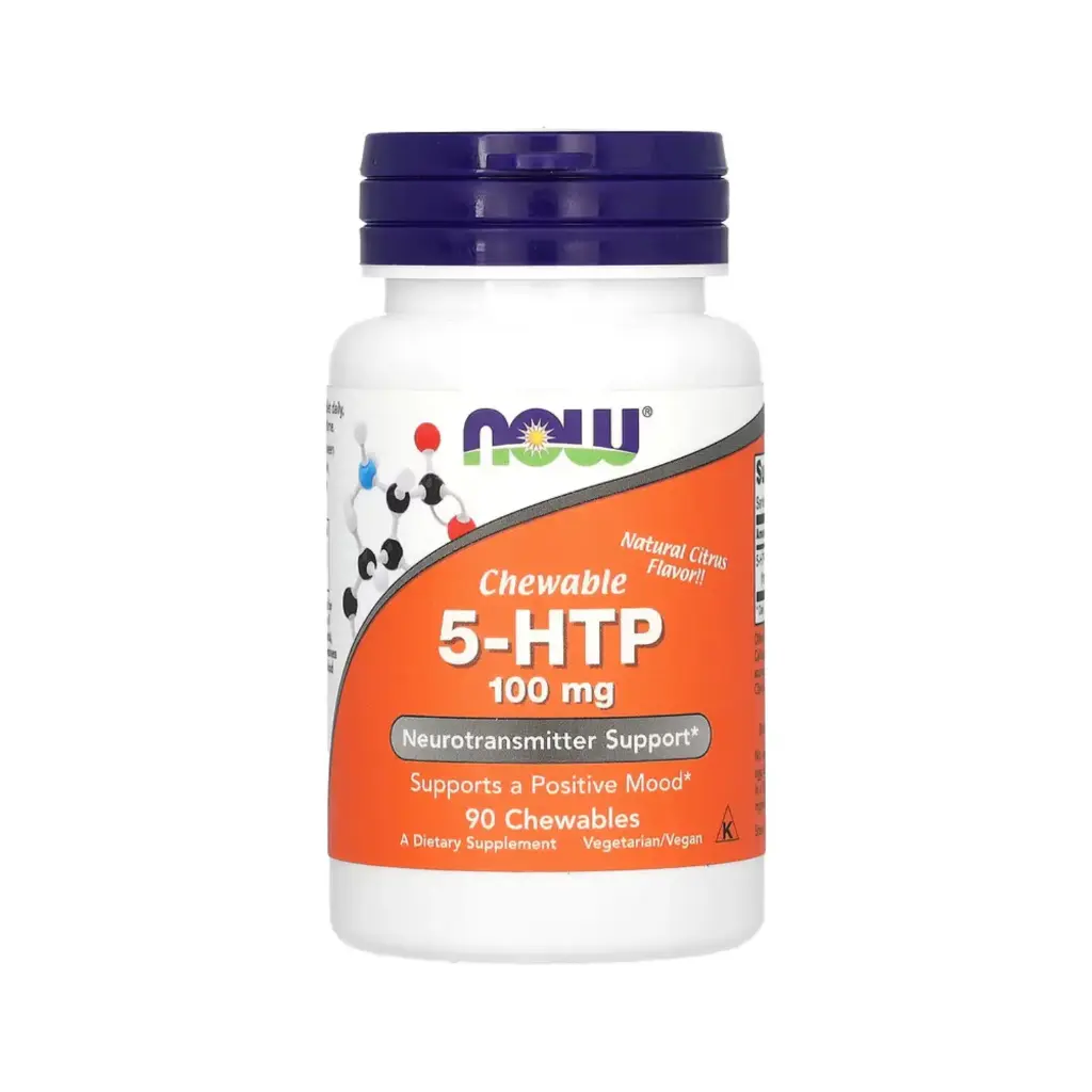 [733739001092] Now Foods 5-HTP 100 Mg, Refuerzo Para Los Neurotransmisores 90 Tabletas Masticables