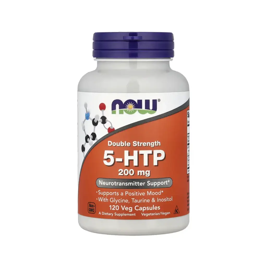 Now Foods 5-HTP 200 mg Doble Concentración Con Glicina, Taurina E Inositol, Refuerzo Para Los Neurotransmisores 120 Cápsulas Vegetales