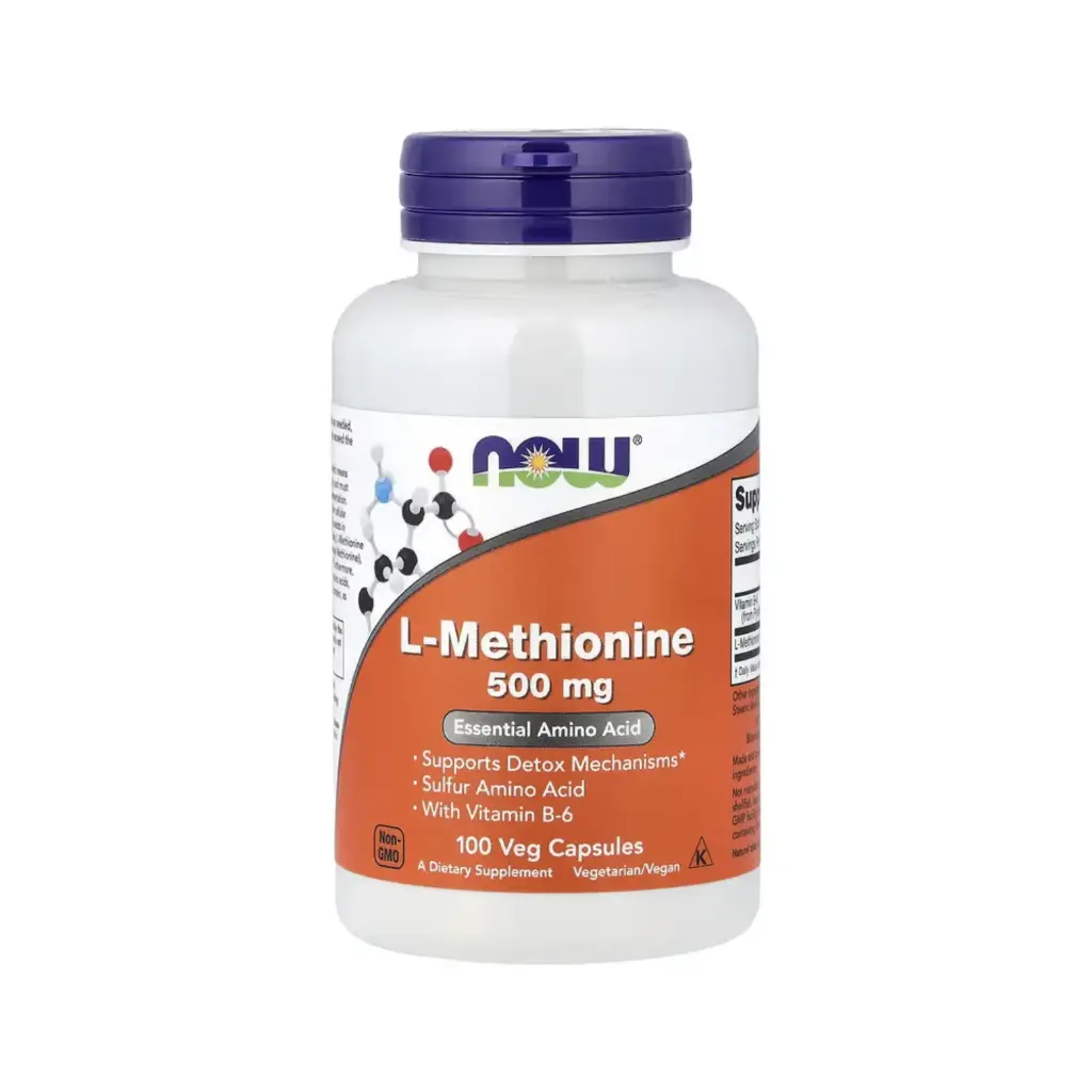 Now Foods L-Metionina 500 Mg Con Vitamina B6, Favorece Los Mecanismos De Desintoxicación 100 Cápsulas Vegetales