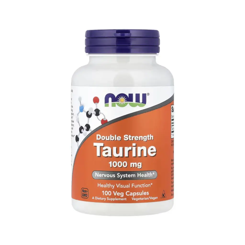 [733739001429] Now Foods Taurina 1000 mg Doble Concentración, Salud Del Sistema Nervioso Y Funcionamiento Saludable De La Vista 100 Cápsulas Vegetales
