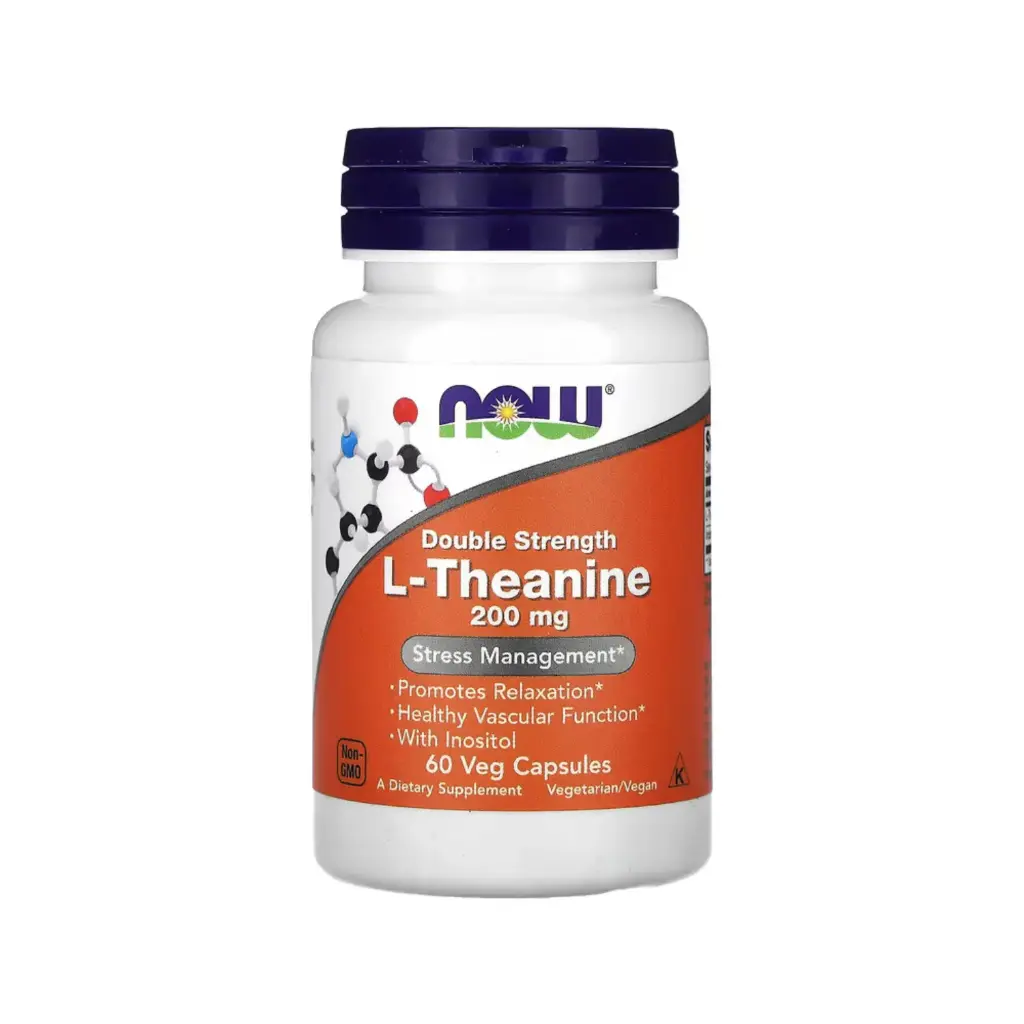 [733739001474] Now Foods L-Teanina 200 mg Con Inositol, Promueve La Relajación Y Función Vascular Saludable 60 Cápsulas Vegetales 