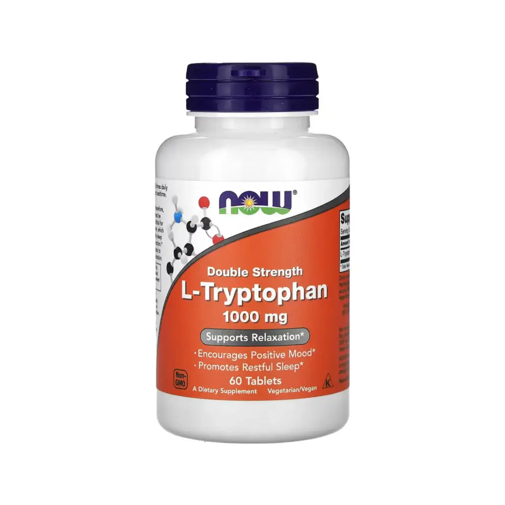 [733739001696] Now Foods L-Triptófano 1000 mg, Doble Concentración , Promueve La Relajación Y El Sueño Reparador 60 Tabletas