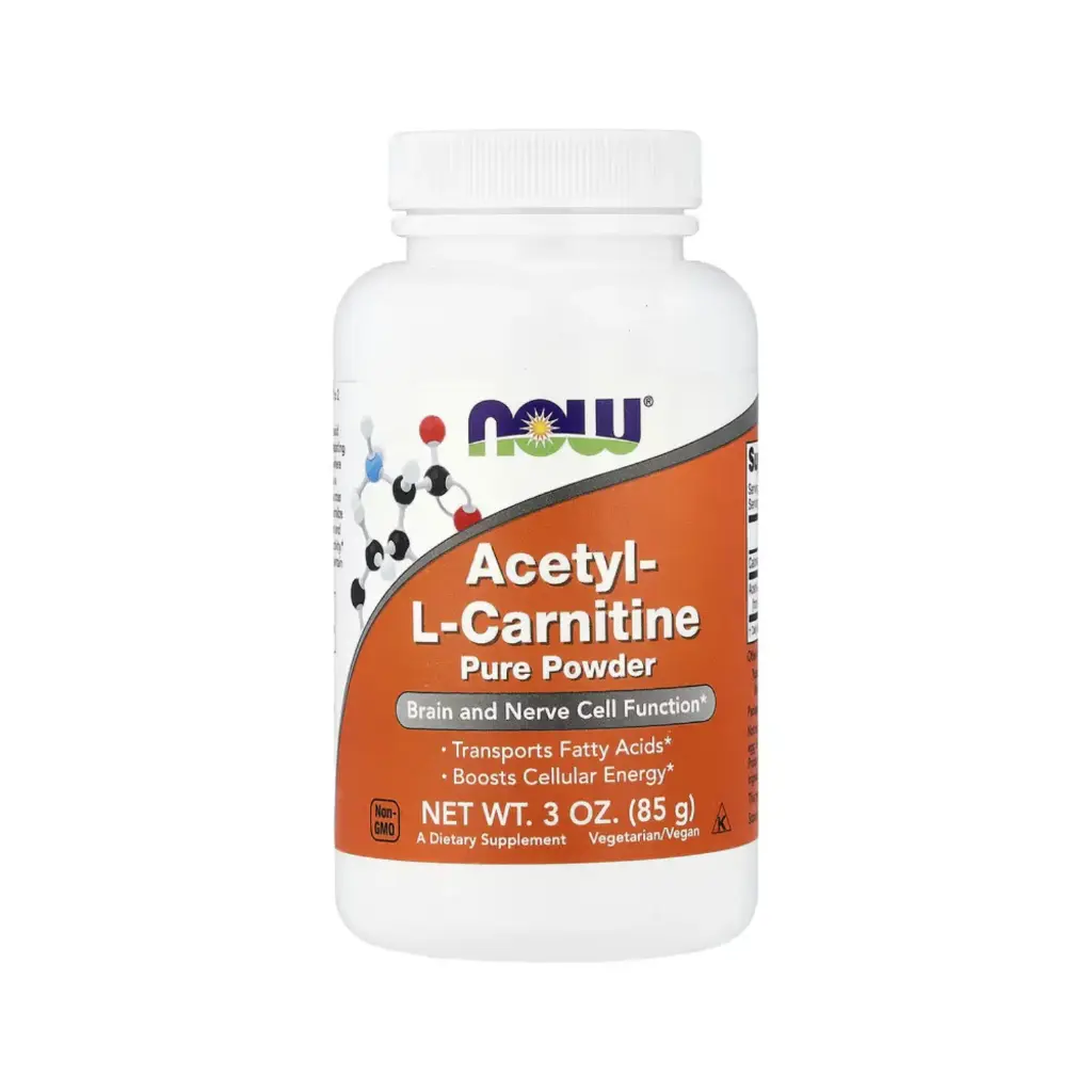 Now Foods Acetil-L-Carnitina Pura En Polvo, Para La Función Del Cerebro Y De Las Células Nerviosas 85 G (3 Oz)