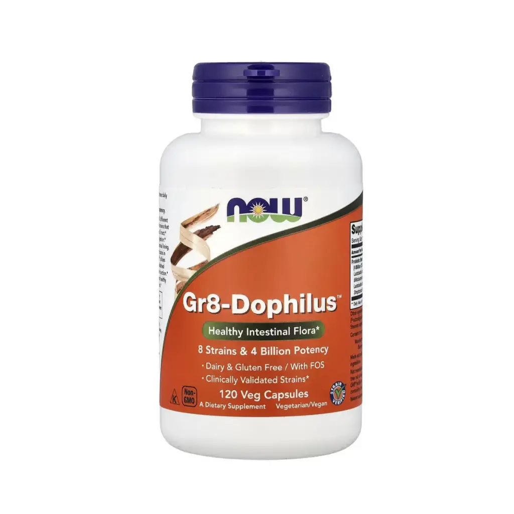 Now Foods Gr8-Dophilus, Flora Intestinal Saludable 120 Cápsulas Vegetales