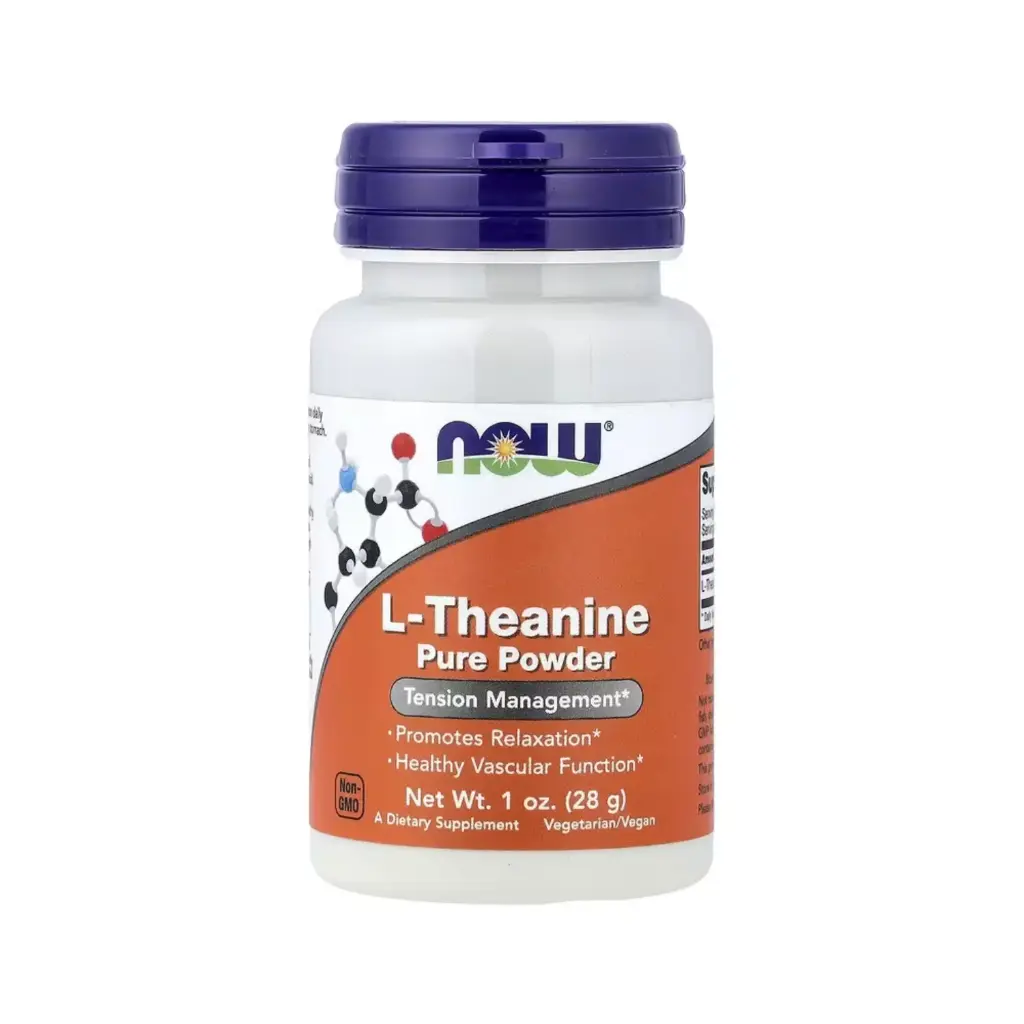 Now Foods L-Teanina Pura En Polvo, Promueve La Relajación Y La Función Vascular Saludable 28 G (1 Oz)