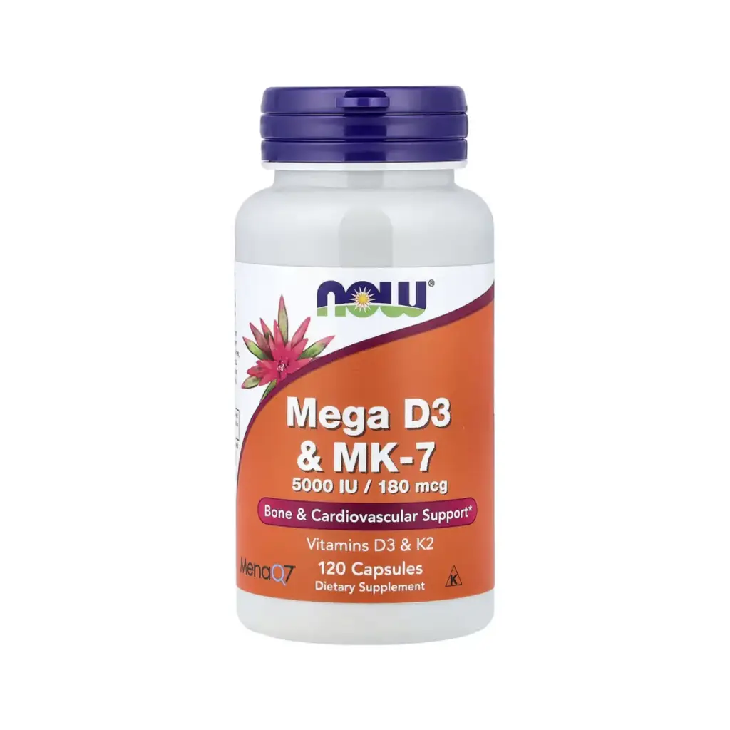[733739003867] Now Foods Mega Vitamina D3 Y Mk-7, Promueve La Salud Ósea Y Cardiovascular 120 Cápsulas