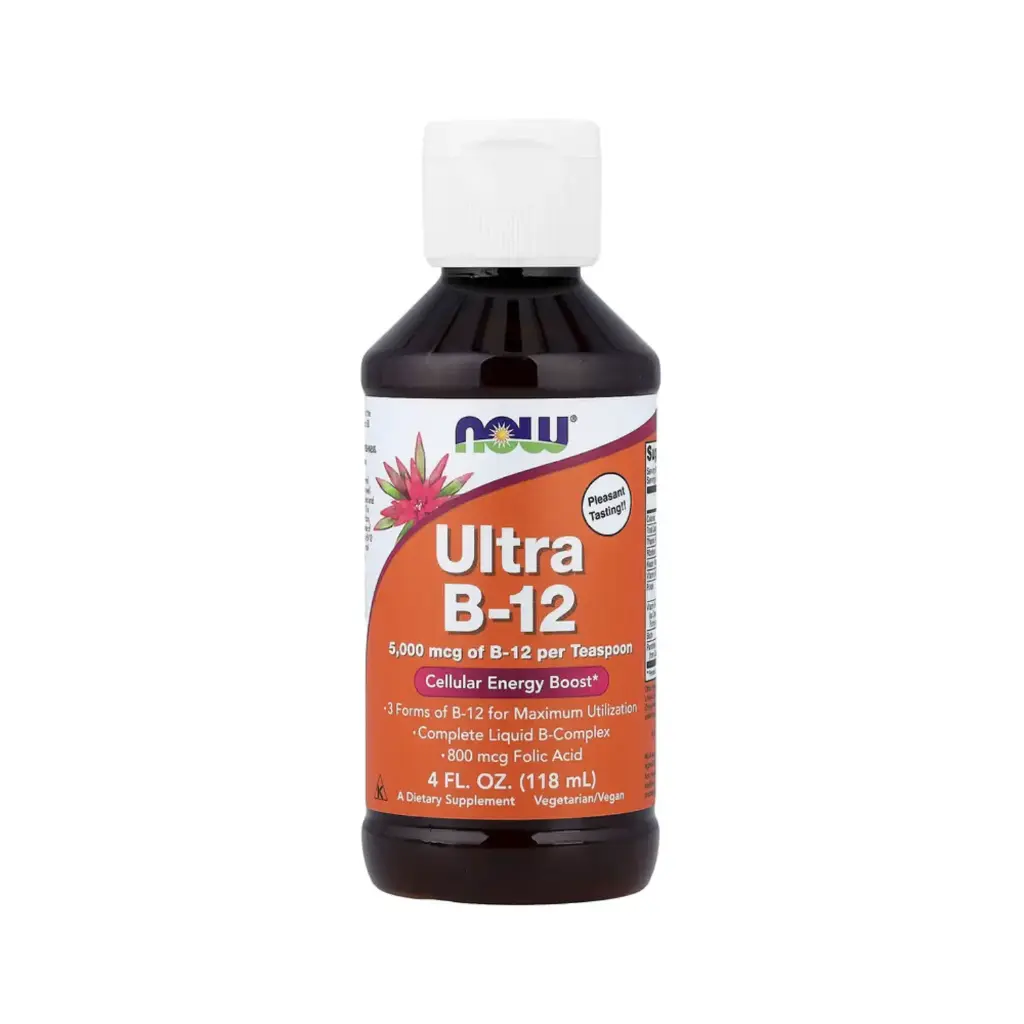 Now Foods Ultravitamina B12 5.000 mcg Con 800 Mcg De Ácido Fólico, Potencia La Energía Celular 118 Ml (4 Oz. Líq.)