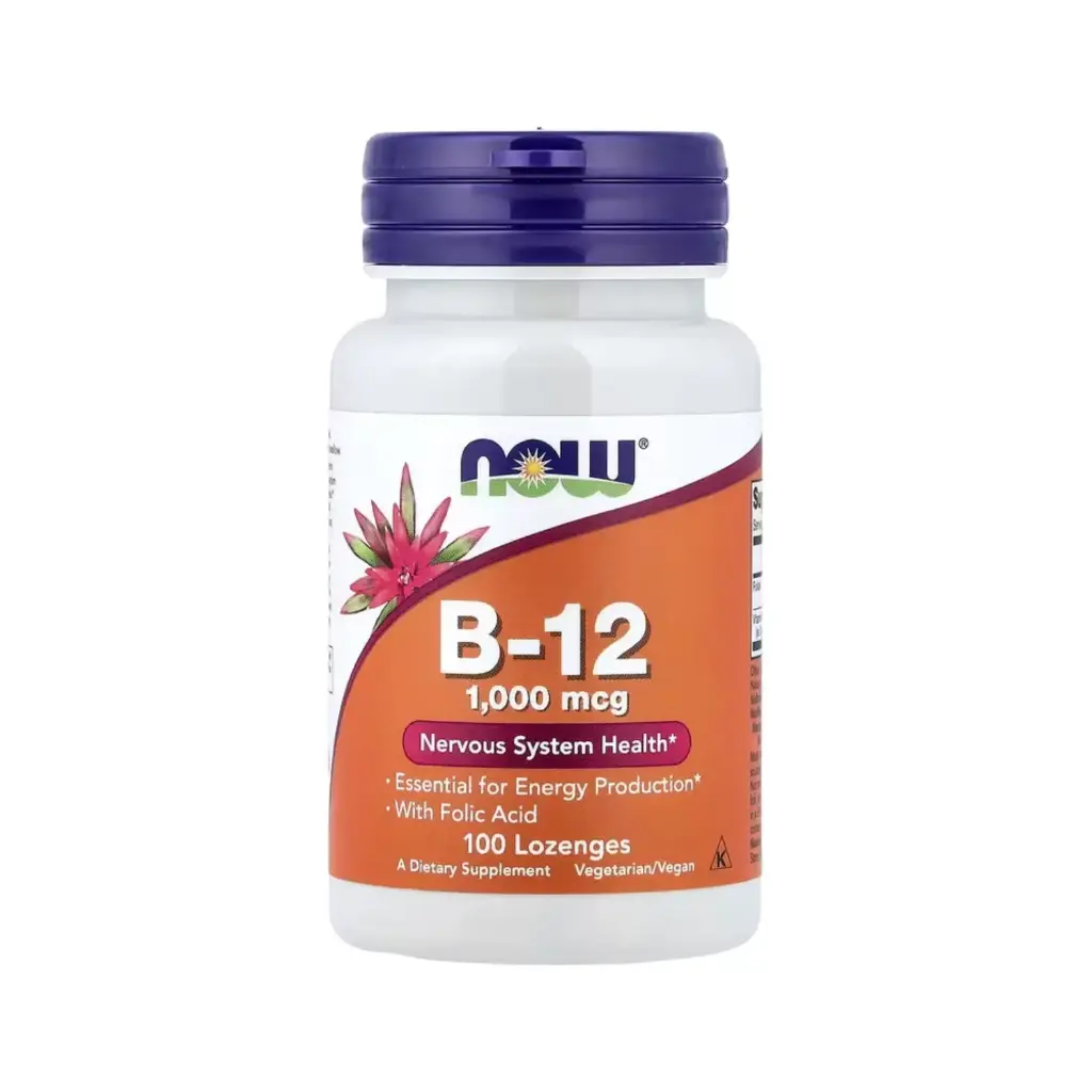 Now Foods Vitamina B12 1000 mcg Con Ácido Fólico, Salud Del Sistema Nervioso 100 Pastillas