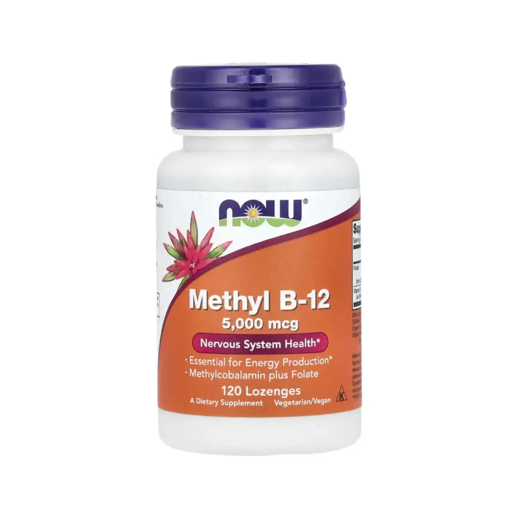 Now Foods Metil B12 5.000 Mcg, Producto Esencial Para La Producción De Energía Y Salud Del Sistema Nervioso 120 Pastillas