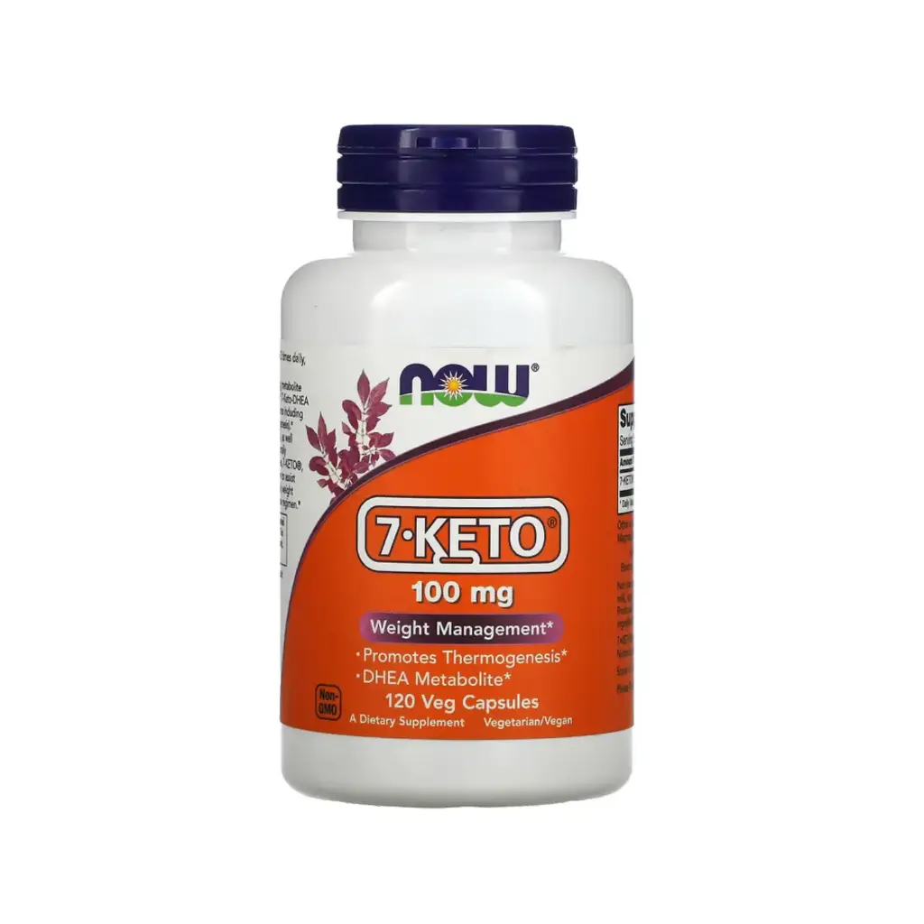 Now Foods 7-Keto 100 Mg, Promueve La Termogénesis Y Control Del Peso 120 Cápsulas Vegetales