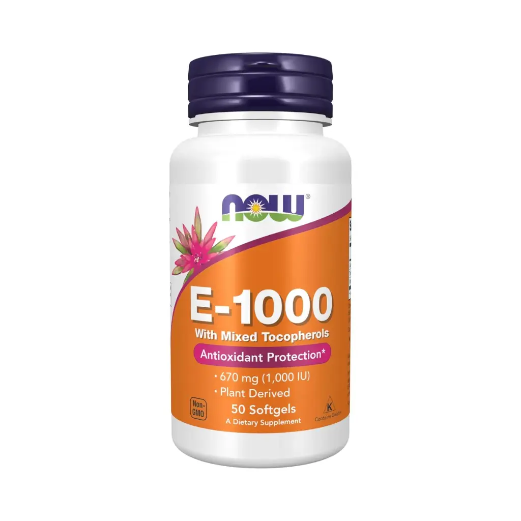 [733739009005] Now Foods E-1000 Con Tocoferoles Mixtos 670 Mg (1000 UI), Protección Antioxidante 50 Cápsulas Blandas 
