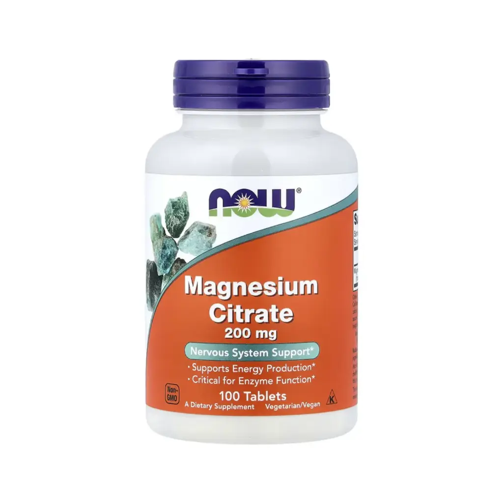 [733739012906] Now Foods Citrato De Magnesio 200 Mg Por Tableta, Refuerzo Para El Sistema Nervioso 100 Tabletas