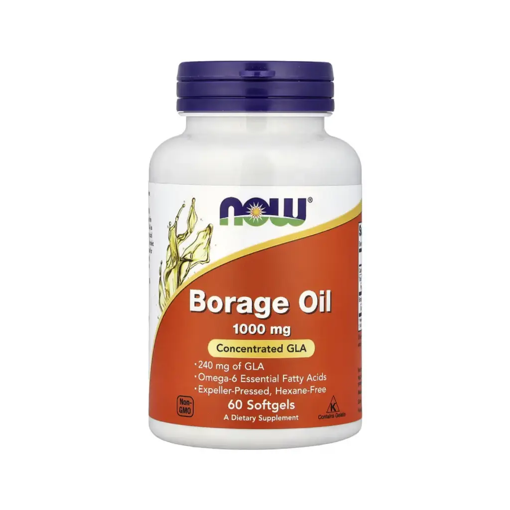 Now Foods Aceite De Borraja 1.000 Mg Con 240 Mg De GLA 60 Cápsulas Blandas