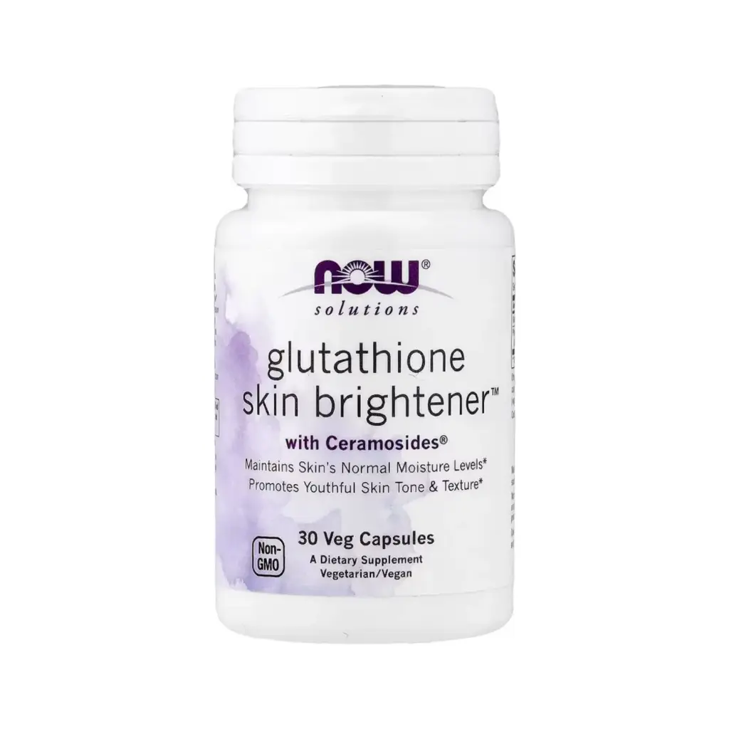 Now Foods Solutions Glutathione Skin Brightener, Promueve Un Tono Y Una Textura De Piel Juveniles 30 Cápsulas Vegetales