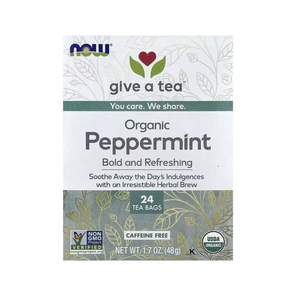 Now Foods Té De Menta Orgánica, Sin Cafeína, 24 Bolsitas De Té 