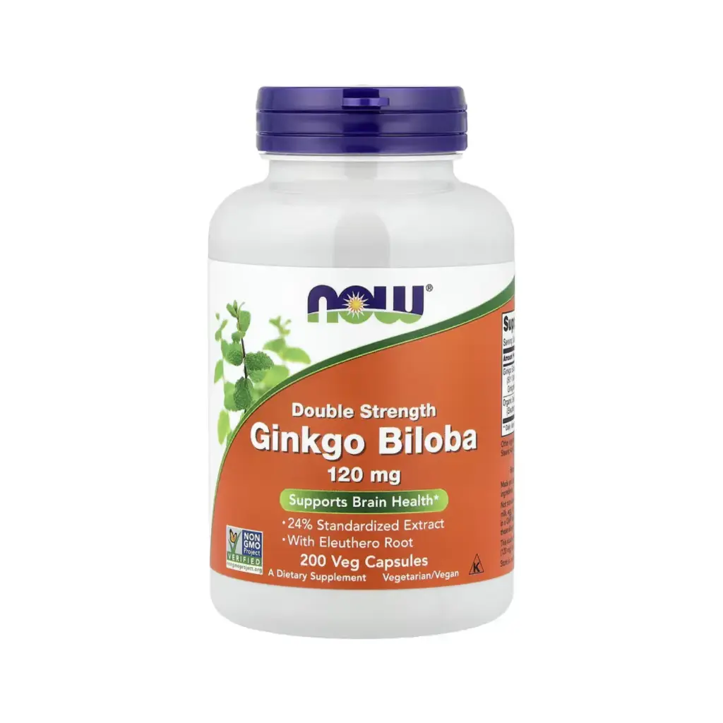 [733739046819] Now Foods Ginkgo Biloba 120 Mg Con Raíz De Ginseng Siberiano, Promueve La Salud Del Cerebro 200 Cápsulas Vegetales