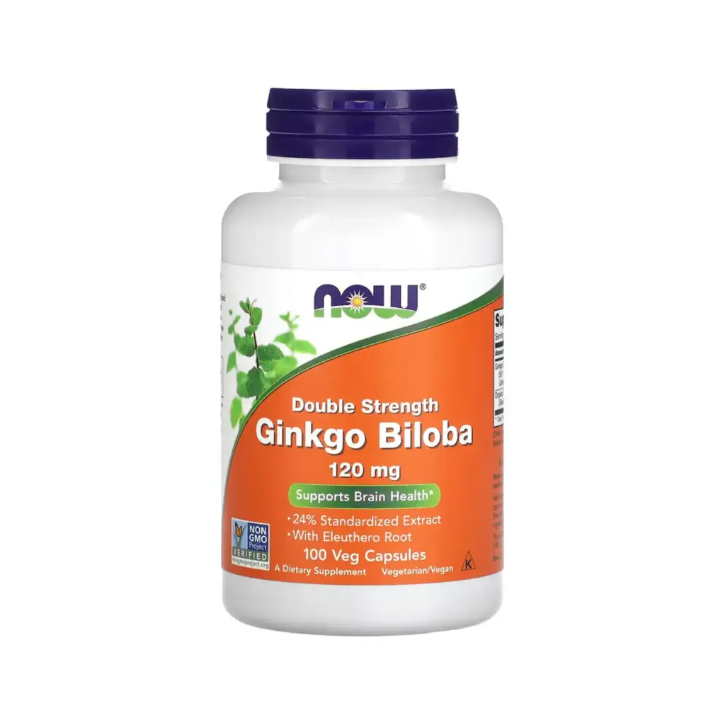 [733739046833] Now Foods Ginkgo Biloba 120 Mg Doble Concentración Con Raíz De Ginseng Siberiano, Promueve La Salud Del Cerebro 100 Cápsulas Vegetales