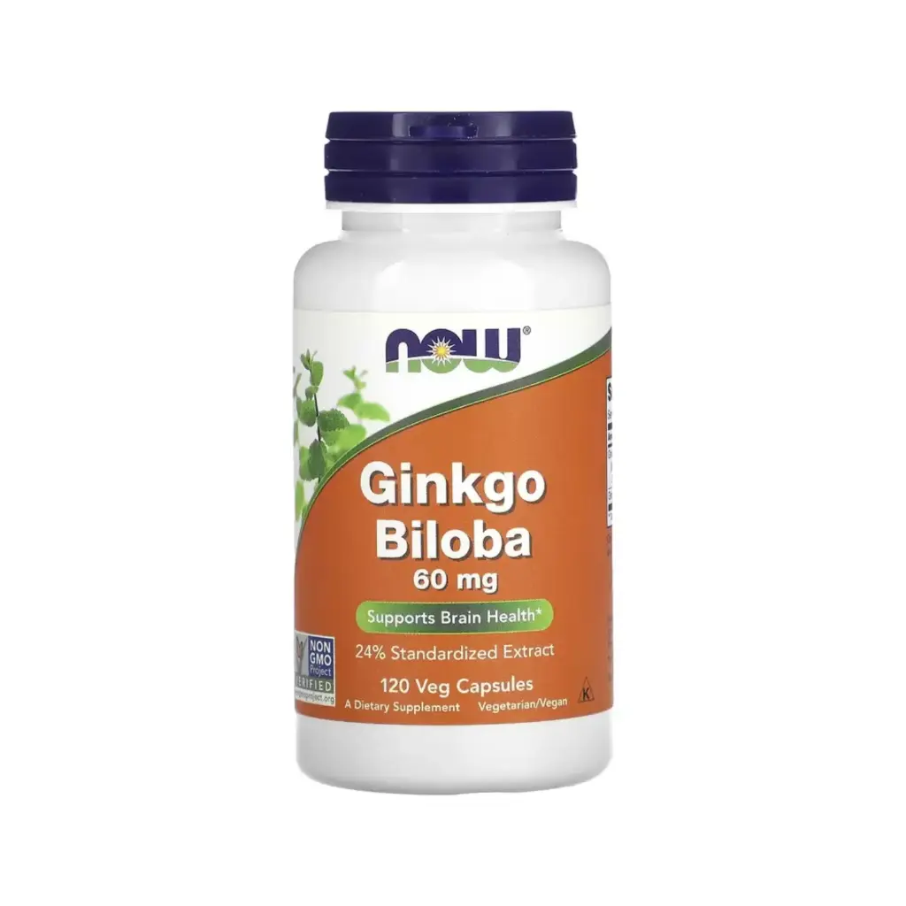 Now Foods Ginkgo Biloba 60 Mg, Promueve La Salud Del Cerebro 120 Cápsulas Vegetales 