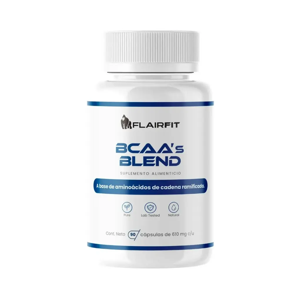 Flairfit BCAA's Blend, Aminoácidos de Cadena Ramificada, 90 Cápsulas de 610mg c/u