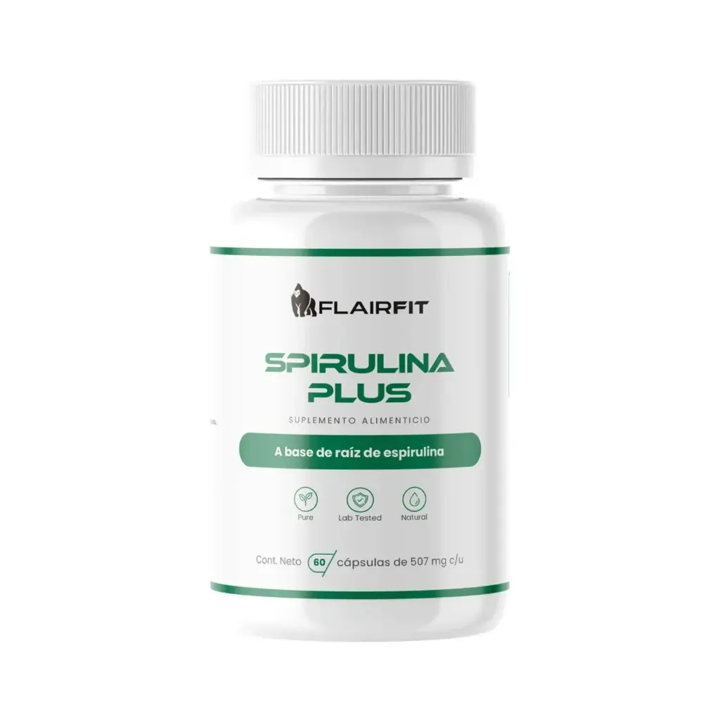 Flairfit Spirulina Plus, 60 Cápsulas De 507 mg c/u, Antioxidantes, A Base De Raíz De Espirulina