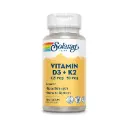 Solaray, Vitamin D3 125 mcg + K2 50 mcg, 120 Cápsulas Vegetales, Apoyo Integral para Huesos y Sistema Cardiovascular