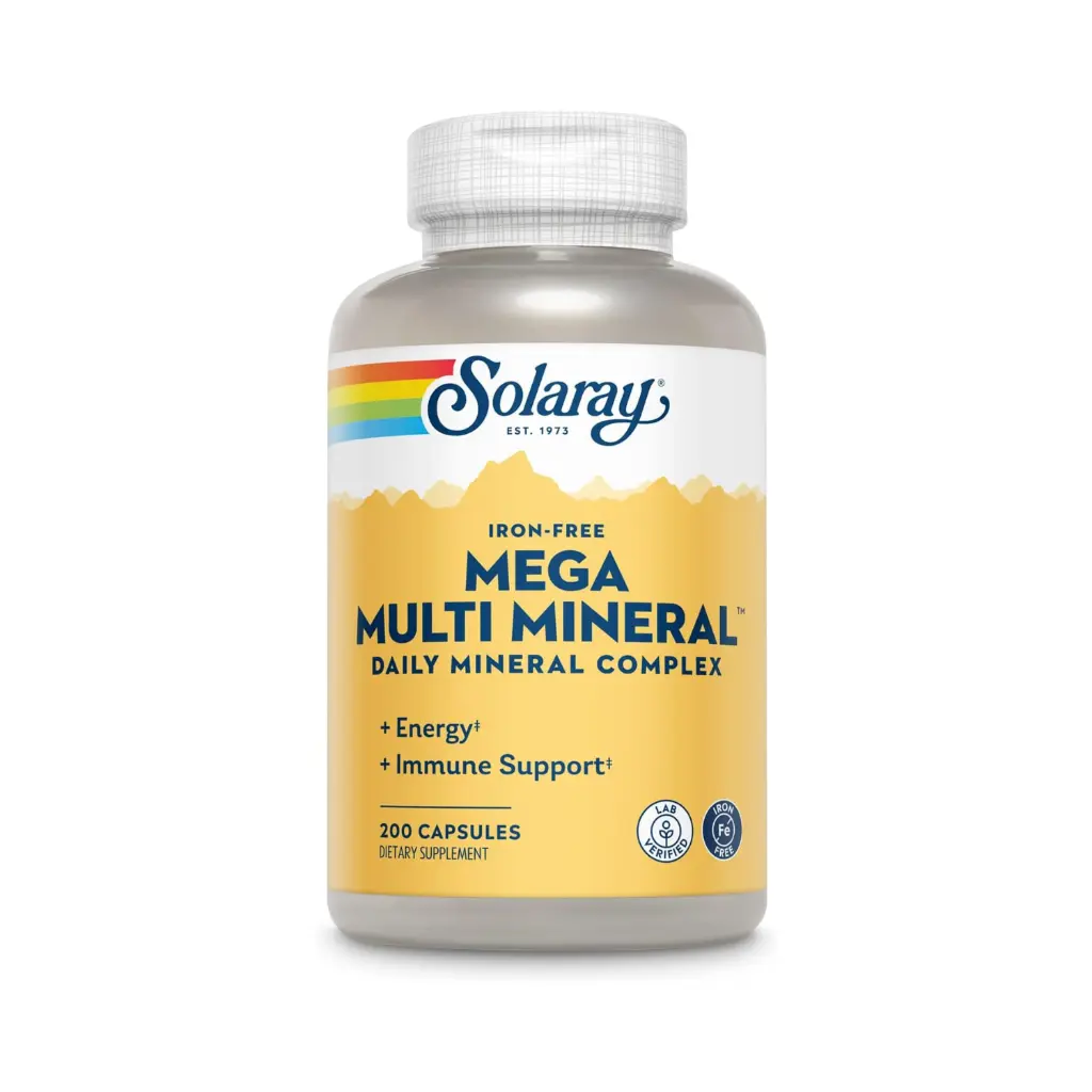 Solaray, Mega Multi Mineral, 200 Cápsulas Complejo de Minerales Esenciales Sin Hierro